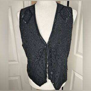 Spenser Jeremy black beaded silk vest Size Medium